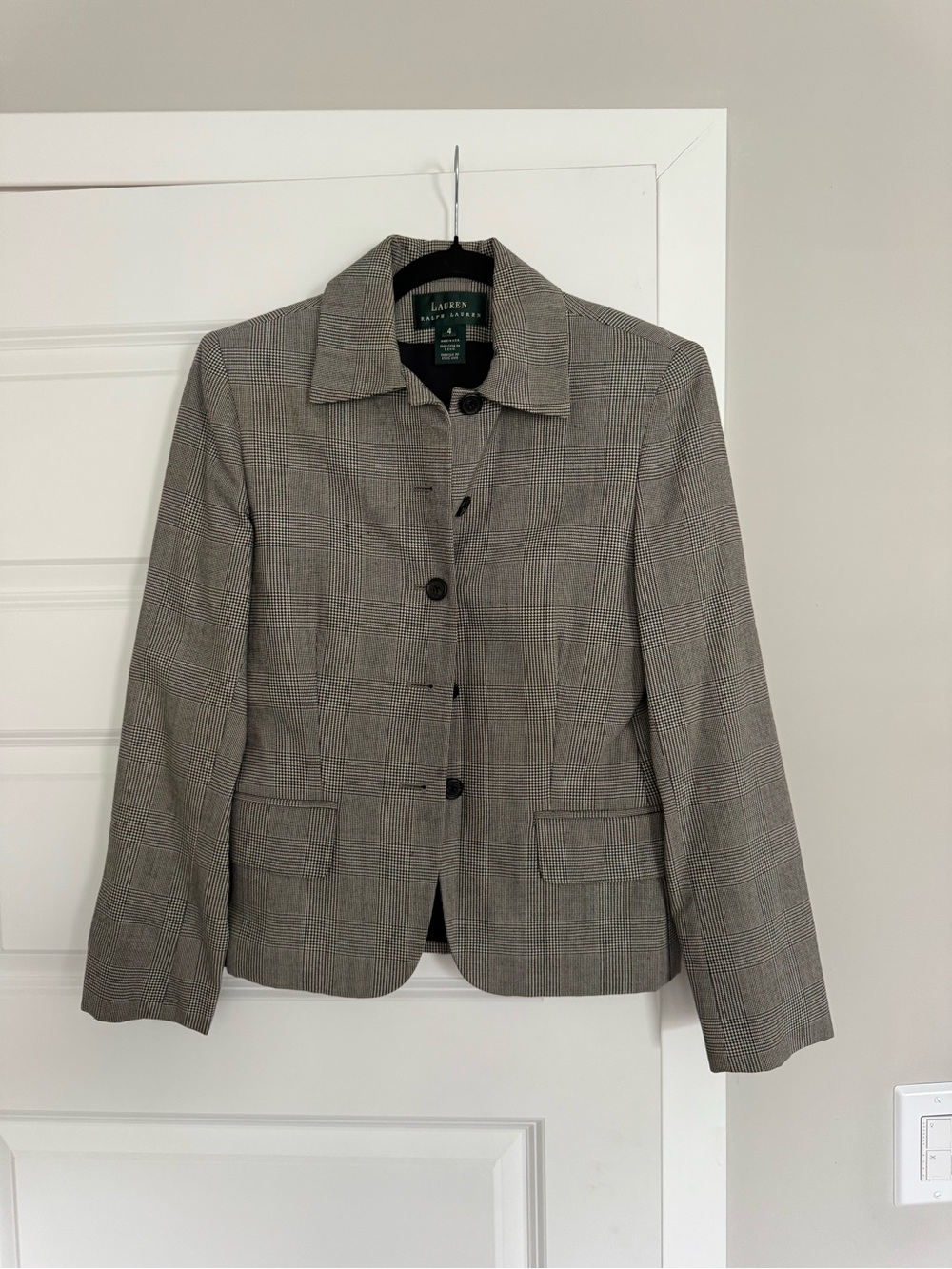 Lauren Ralph Lauren Tailored Glen Plaid Blazer in Gray
